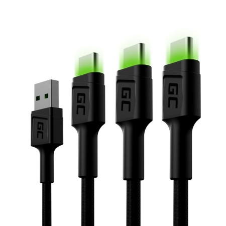 Adaptateur USB vers USB-C Green Cell KABGCSET02 Noir 1,2 m (3 Unités)