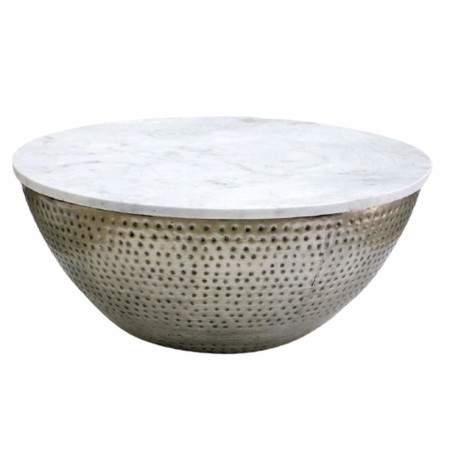 Table d'appoint DKD Home Decor Acier Argent Blanc Marbre (71 x 71 x 33 cm)