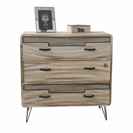 Caisson à Tiroirs DKD Home Decor  Naturel Noir Bois de paulownia (80 x 38 x 79 cm)
