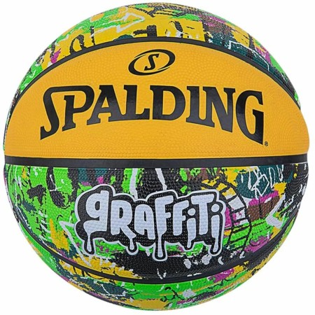 Ballon de basket Spalding Graffiti Jaune Caoutchouc (Taille 7)