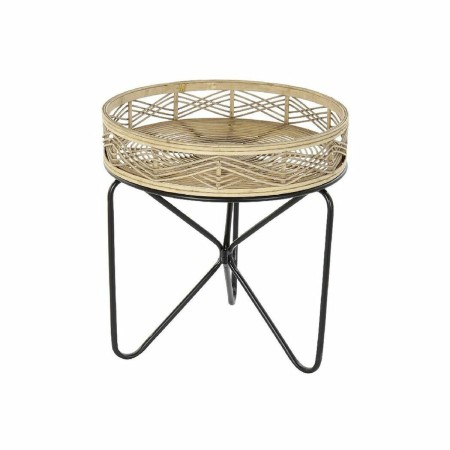 Table d'appoint DKD Home Decor Noir Marron Rotin Bambou (50 x 50 x 52 cm)