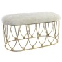 Coffre de Rangement DKD Home Decor Doré Métal Polyester Velours Blanc (91 x 40 x 46 cm)