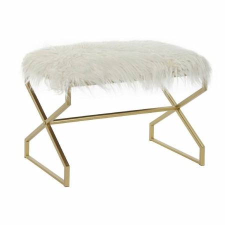 Banquette DKD Home Decor  Argenté Métal Polyester Blanc (60 x 40 x 45 cm)