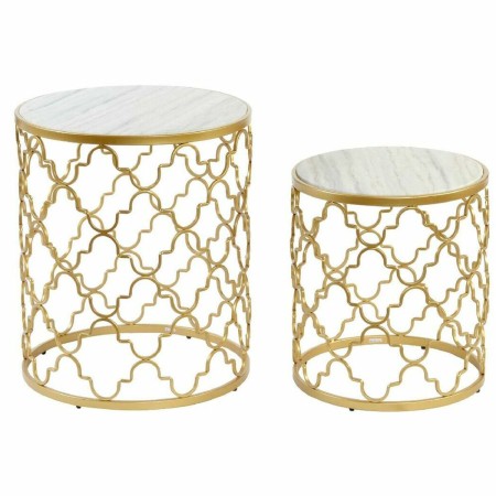Table d'appoint DKD Home Decor Argenté Métal Blanc Marbre (48 x 48 x 57 cm) (2 pcs) (40 x 40 x 46 cm)