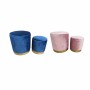 Repose-pied DKD Home Decor Polyester Peuplier Blue marine Rose clair (2 pcs) (41 x 41 x 42 cm)