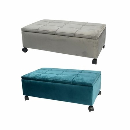 Banquette DKD Home Decor  Gris Polyester Velours Vert Peuplier (70 x 39,5 x 24,5 cm) (2 Unités)