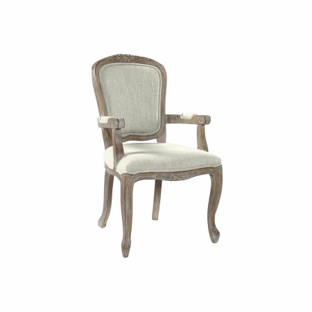 Chaise DKD Home Decor Beige Bois Polyester (57 x 57 x 94 cm)