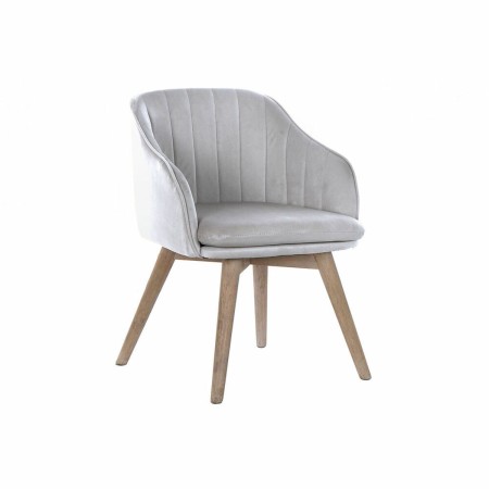 Chaise DKD Home Decor Bois d'hévéa Gris clair (56 x 55 x 74 cm)