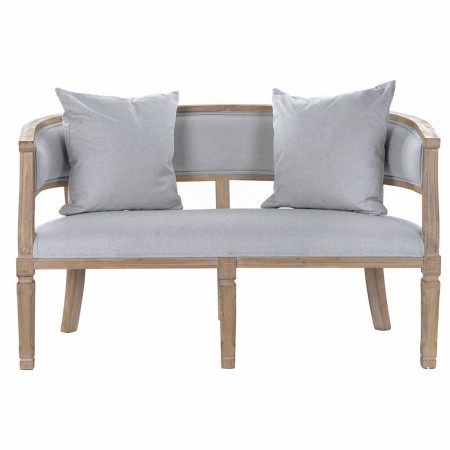 Canapé DKD Home Decor Lin Bois d'hévéa Gris clair (122 x 69 x 72 cm)