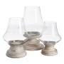 Bougeoir Blanc Bois Verre 28 x 28 x 38 cm