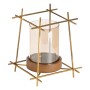 Bougeoir Marron Doré Bois Verre Acier 20 x 20 x 23 cm