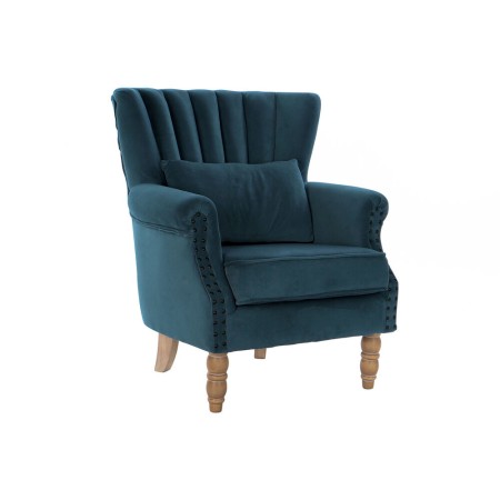 Fauteuil DKD Home Decor Turquoise Velours Bois d'hévéa (73 x 75 x 87 cm)