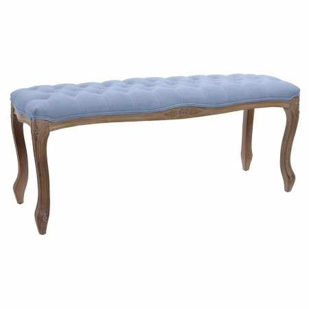 Banquette DKD Home Decor  Bleu Polyester Bois d'hévéa Marron Clair (110 x 37 x 48 cm)