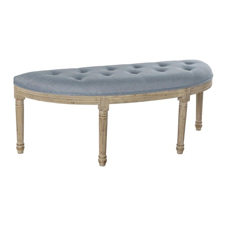 Banquette DKD Home Decor  Naturel Bleu Polyester Velours Bois d'hévéa (125 x 43 x 48 cm)