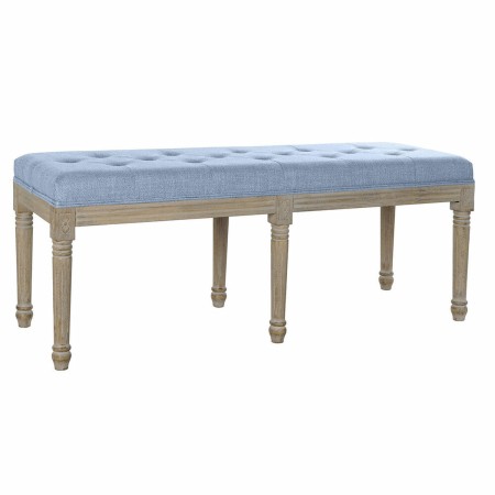 Banquette DKD Home Decor  Bleu Polyester Lin Bois d'hévéa (122 x 41 x 48 cm)
