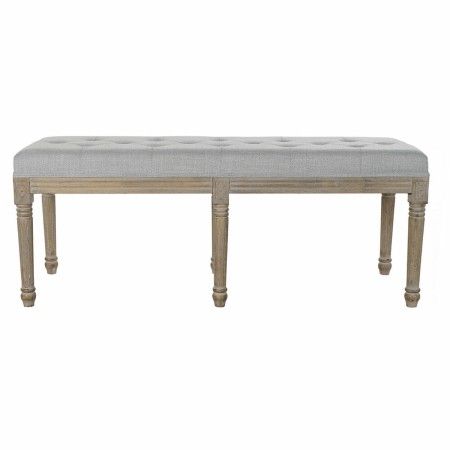 Banquette DKD Home Decor  Naturel Polyester Lin Bois d'hévéa Gris foncé (122 x 41 x 46 cm)