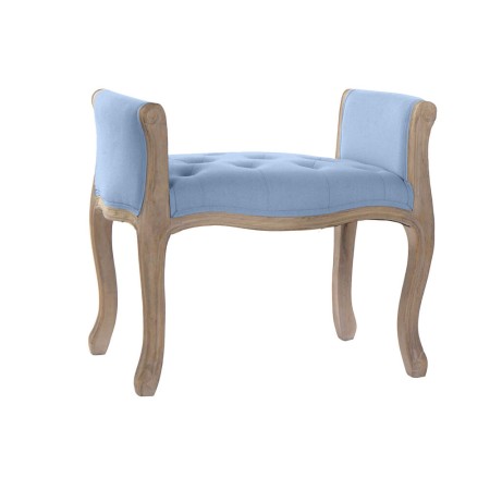 Banquette DKD Home Decor  Naturel Bleu Lin Bois d'hévéa (69 x 44 x 60 cm)