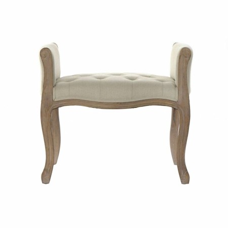 Banquette DKD Home Decor  Naturel Gris Polyester Velours Bois d'hévéa (65 x 46 x 60,5 cm)