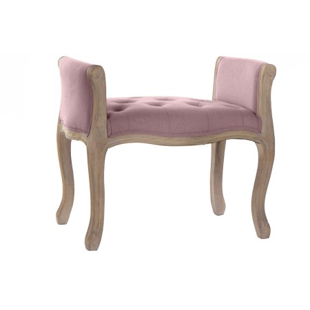 Banquette DKD Home Decor  Naturel Rose Lin Bois d'hévéa (65 x 46 x 60,5 cm)