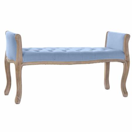 Banquette DKD Home Decor  Bleu Marron Lin Bois d'hévéa (109 x 39 x 60 cm)