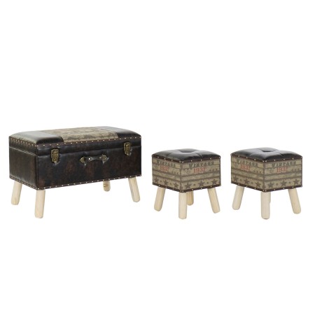 Banquette DKD Home Decor Bois Marron Lin PU (70 x 40 x 44 cm)
