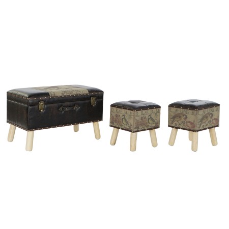 Banquette DKD Home Decor  Bois Marron Lin PU (71 x 41 x 44 cm)