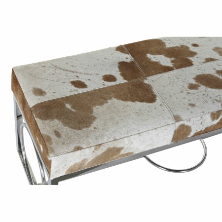Banquette DKD Home Decor  Noir Acier Cuir Blanc (122 x 41 x 44 cm)