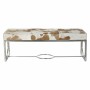 Banquette DKD Home Decor  Noir Acier Cuir Blanc (122 x 41 x 44 cm)