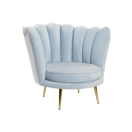 Fauteuil DKD Home Decor Doré Métal Polyester Bleu ciel (74 x 78 x 73 cm)