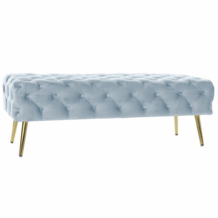 Banquette DKD Home Decor  Doré Métal Polyester Velours Bleu ciel (120 x 45 x 40 cm)