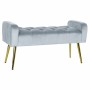 Banquette DKD Home Decor  Doré Polyester Velours Bleu ciel Bois MDF (100 x 37 x 52 cm)