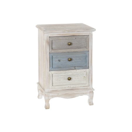 Mesita de Noche Home ESPRIT Blanco Azul cielo Gris claro 42 x 32 x 64,5 cm