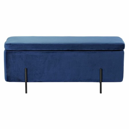 Banquette DKD Home Decor  Noir Bleu Métal Polyester Velours (108 x 46 x 45 cm)