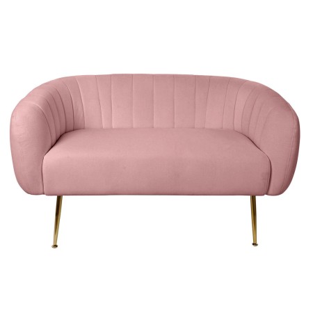 Canapé DKD Home Decor Mousse Rose Doré Métal Bois Polyester (129 x 75 x 73 cm)