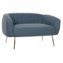 Canapé DKD Home Decor Mousse Bleu Doré Métal Bois Polyester (129 x 75 x 73 cm)