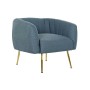 Fauteuil DKD Home Decor Mousse Bleu Doré Métal Bois Polyester (81 x 75 x 73 cm)