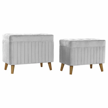 Banquette DKD Home Decor  Gris Naturel Bois Polyester (68 x 42 x 55,5 cm)