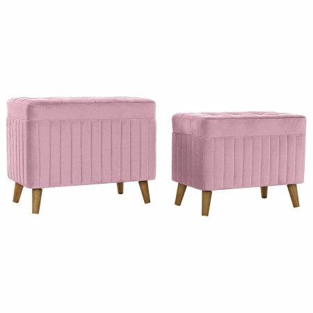 Banquette DKD Home Decor  Rose Naturel Bois Polyester (68 x 42 x 55,5 cm)