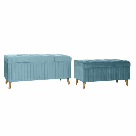 Banquette DKD Home Decor  Bleu Marron Turquoise Polyester Velours (122 x 50 x 58 cm)