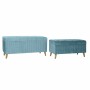 Banquette DKD Home Decor  Bleu Marron Turquoise Polyester Velours (122 x 50 x 58 cm)