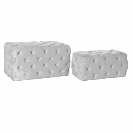 Banquette DKD Home Decor  Gris Polyester Velours Bois MDF (88 x 53 x 48 cm)
