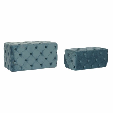 Banquette DKD Home Decor  Bleu Polyester Velours Bois MDF (88 x 53 x 48 cm)