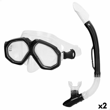 Gafas de Buceo con Tubo AquaSport Negro Adultos (2 Unidades)