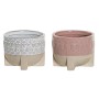 Cache-pot DKD Home Decor Rose Blanc Grès (2 pcs) (12 x 12 x 10 cm)