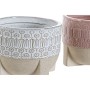 Cache-pot DKD Home Decor Rose Blanc Grès (2 pcs) (12 x 12 x 10 cm)