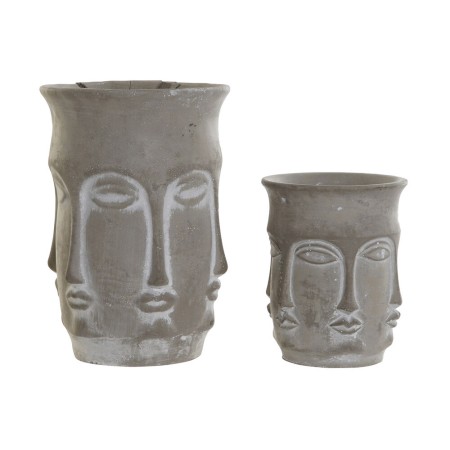 Set de pots DKD Home Decor Ciment Gris clair (16,5 x 16,5 x 23,5 cm)