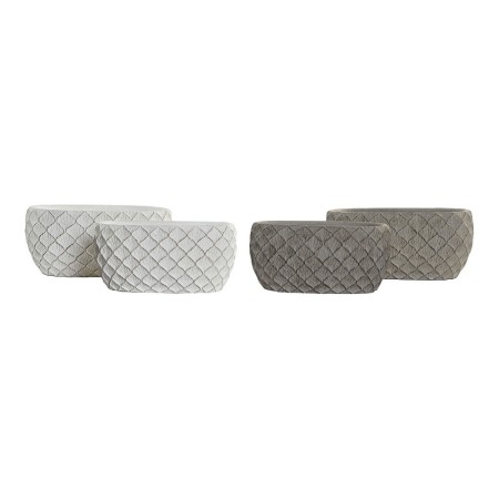 Set de pots DKD Home Decor ‎S3023940 Gris Ciment Blanc (24 x 14 x 11 cm) (2 Unités)