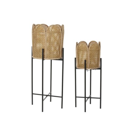 Cache-pot DKD Home Decor Naturel Métal Rotin (34 x 34 x 82 cm) (2 pcs) (26 x 26 x 66 cm)