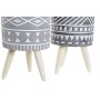 Cache-pot DKD Home Decor Gris Ciment Blanc Pin Boho (14,3 x 14,3 x 26,2 cm) (2 Unités)