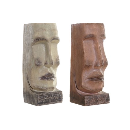 Cache-pot DKD Home Decor Visage Beige Résine Terre cuite (2 pcs) (14.5 x 15.5 x 39 cm)